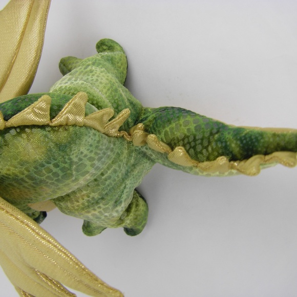 Folkmanis 13 Inch Green Dragon Finger Puppet bean bag gold wings - Picture 4 of 8